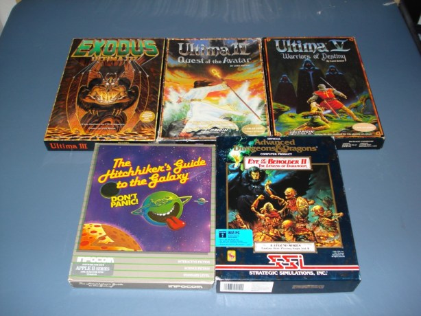 Ultima III, Ultima IV, Ultima V, Hitchhiker’s Guide to the Galaxy, Eye of the Beholder II
